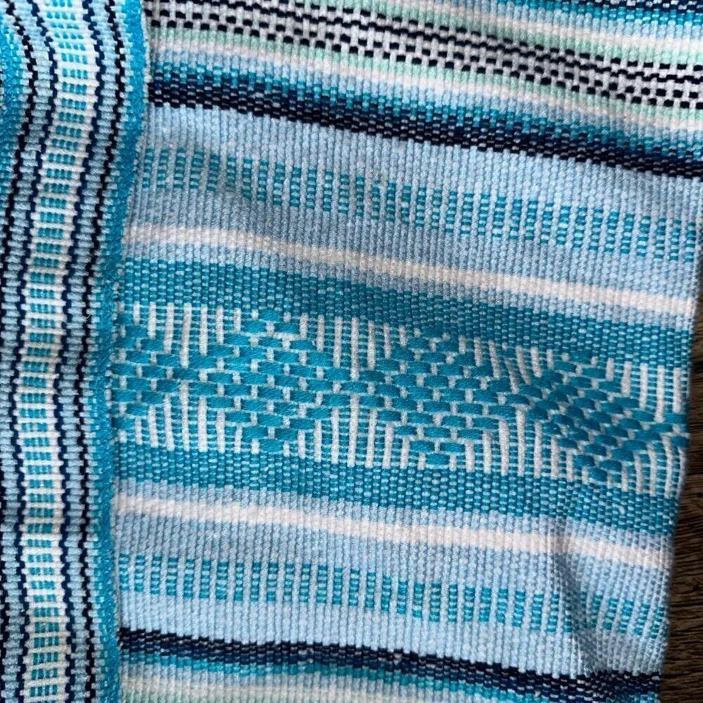 Blue woven striped cotton shoulder bag Indian Style backpack - Picture 9 of 10